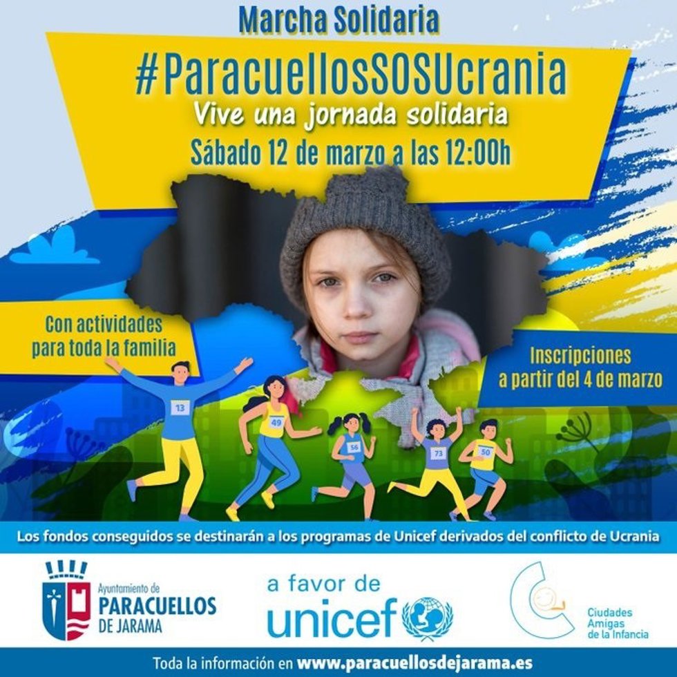 Paracuellos y UNICEF organizan una marcha de apoyo solidaria por el pueblo ucraniano