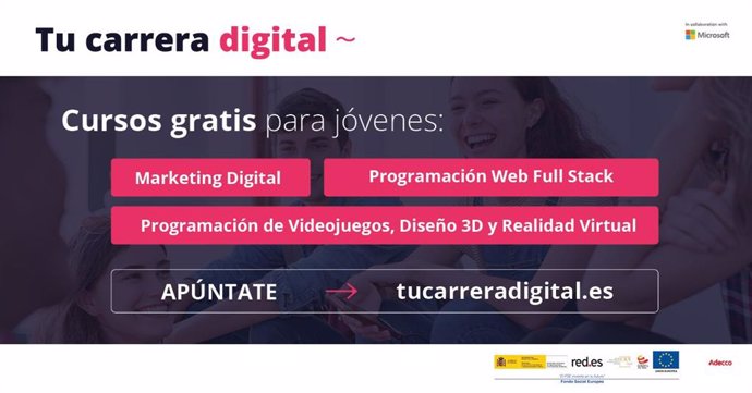 El programa 'Tu carrera digital' de Adecco y Red.Es permitirá capacitar a 250 jóvenes canarios y hasta 3.600 en toda España en habilidades digitales adaptadas al mercado laboral actual. Los cursos arrancarán en marzo de 2022