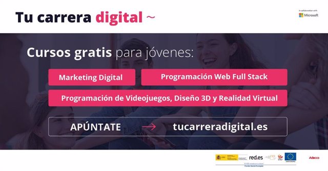 Cartel del programa 'Tu Carrera Digital' de Adecco y Red.es