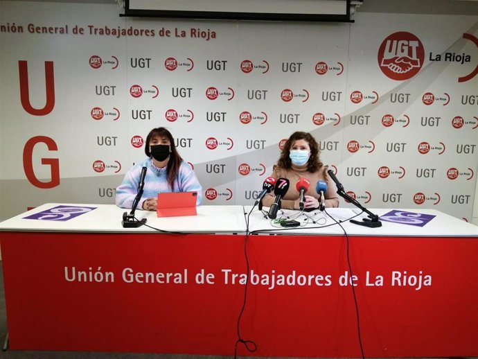 La  vicesecretaria general de UGT Confederal, Cristinta Antoñanzas, y la vicesecretaria general de UGT La Rioja, Ana Victoria del Vigo,