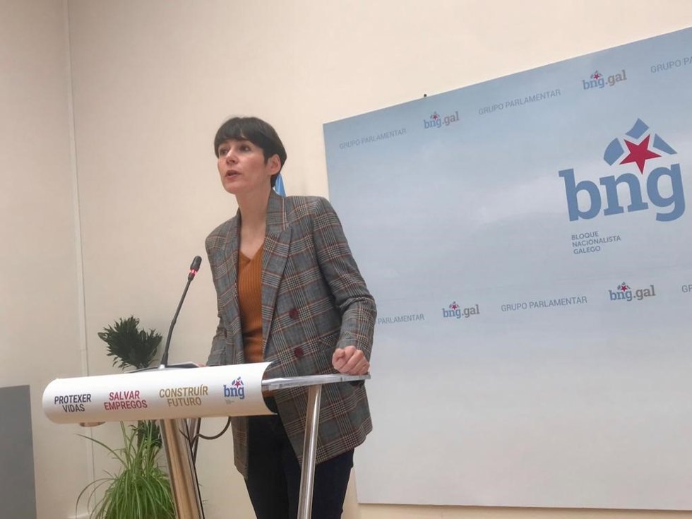 La portavoz nacional del BNG, Ana Pontón, en rueda de prensa este lunes
