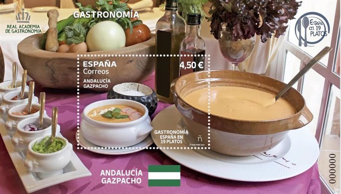 Correos emite un sello dedicado al gazpacho coincidiendo con el Día de Andalucía