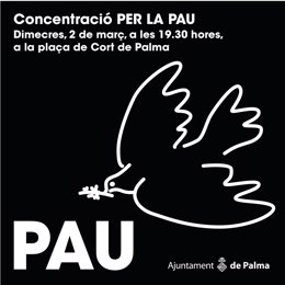 Cartel de la concentración por la paz organizada por el Ayuntamiento de Palma.