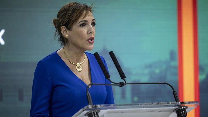 La vicesecretaria de Portavocía y diputada de Vox por Málaga, Patricia Rueda, en rueda de prensa.
