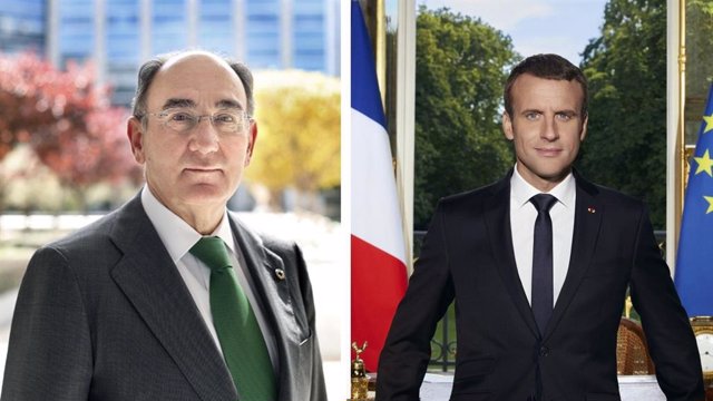 El presidente de Iberdrola, Ignacio Sánchez Galán, y el presidente de Francia, Emmanuel Macron