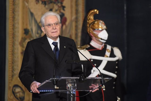 03 February 2022, Italy, Rome: Italian newly re-elected president Sergio Mattarella delivers a speech at his inauguration at the Quirinal Palace, after being sworn in earlier in Parliament. Photo: Alessandro Di Meo/Pool Ansa/LaPresse via ZUMA Press/dpa