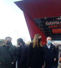 Los concejales socialistas en el Ayuntamiento de Madrid Pedro Barrero, Álvaro Vidal, Mar Espinar e Ignacio Benito en Plaza Elíptica