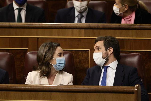 L'encara líder del PP, Pablo Casado, i la portaveu del PP al Congrés, Cuca Gamarra, al Congrés dels Diputats
