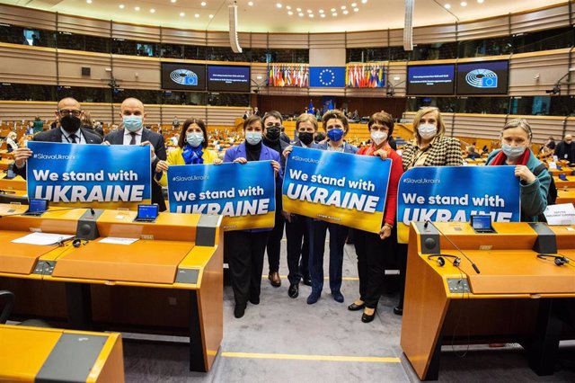 Mensajes de apoyo a Ucrania en el Parlamento Europeo