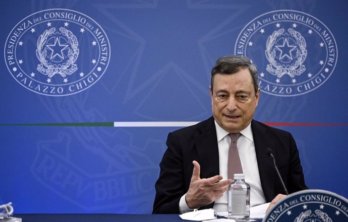 18 February 2022, Italy, Rome: Italian Prime Minister Mario Draghi attends a press conference on the high energy prices, after the Council of Ministers meeting in Rome. Photo: Riccardo Antimiani/Pool Ansa/Lap/LaPresse via ZUMA Press/dpa