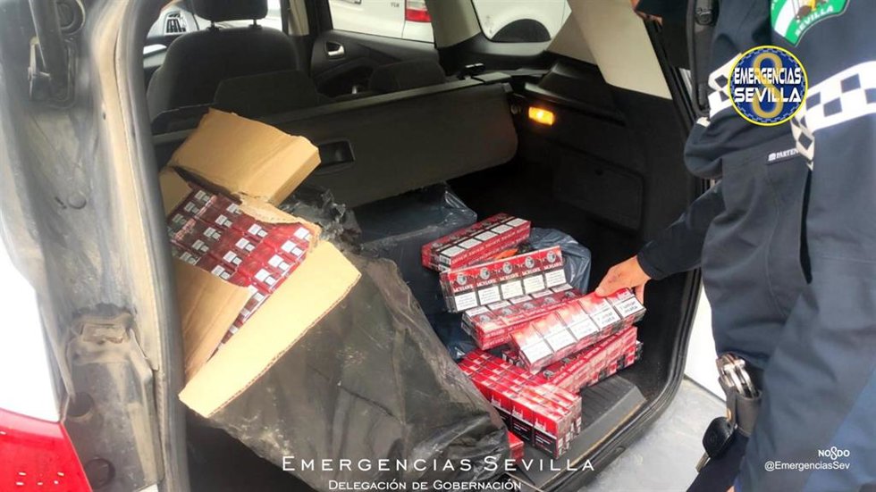 Cajetillas de tabaco de contrabando intervenidas por la Policía Local de Sevilla.