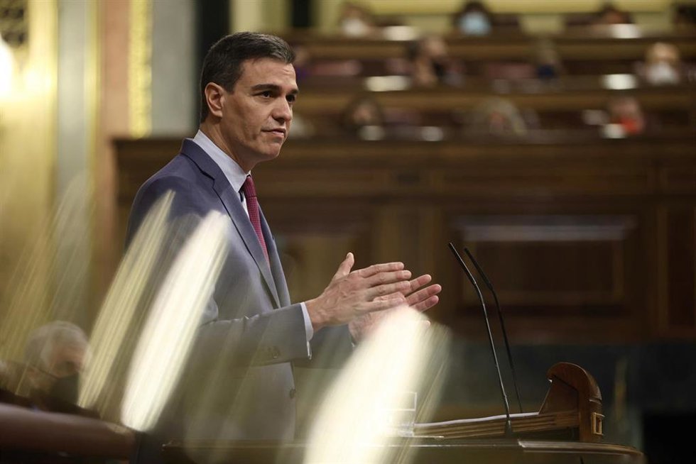 El presidente del Gobierno, Pedro Sánchez, comparece en una sesión plenaria, en el Congreso de los Diputados, a 2 de marzo de 2022, en Madrid (España).