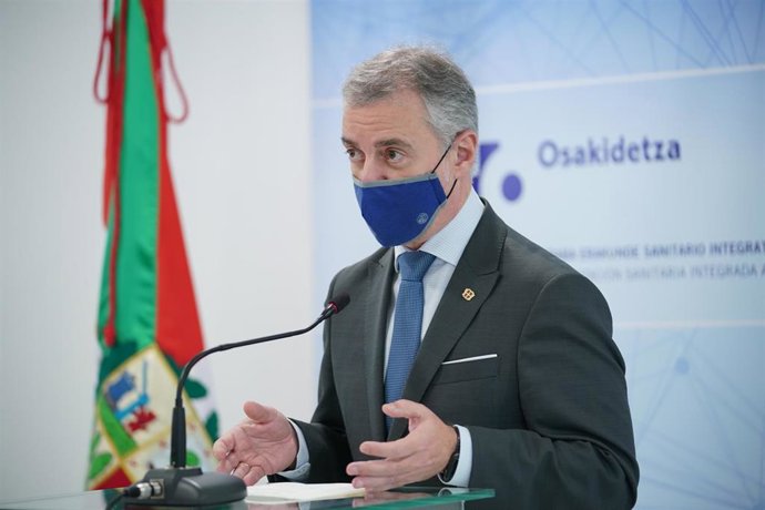 Archivo - El Lehendakari Iñigo Urkullu, interviene durante su visita al nuevo edificio de Servicios Generales del HUA Txagorritxu, en el Hospital Universitario de Alava - HUA, a 22 de diciembre de 2021, en Vitoria-Gasteiz