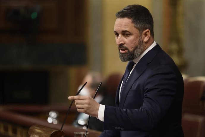 El líder de Vox, Santiago Abascal, en el Pleno del Congreso