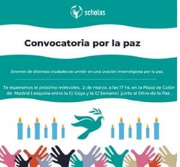Convocatoria de Scholas para rezar por la paz en Ucrania.