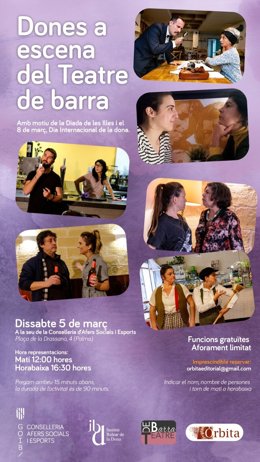 Cartel de la jornada de Teatro de Barra que se celebrará en la Conselleria de Asuntos Sociales y Deportes.