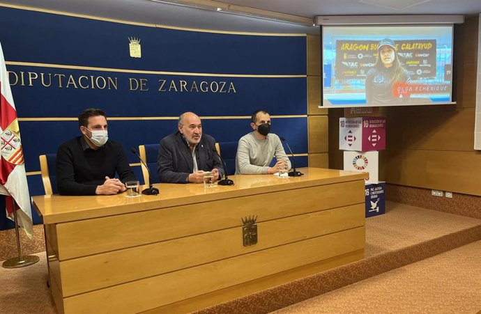 Presentación del evento de BTT de Calatayud, en la sala de prensa de la DPZ.
