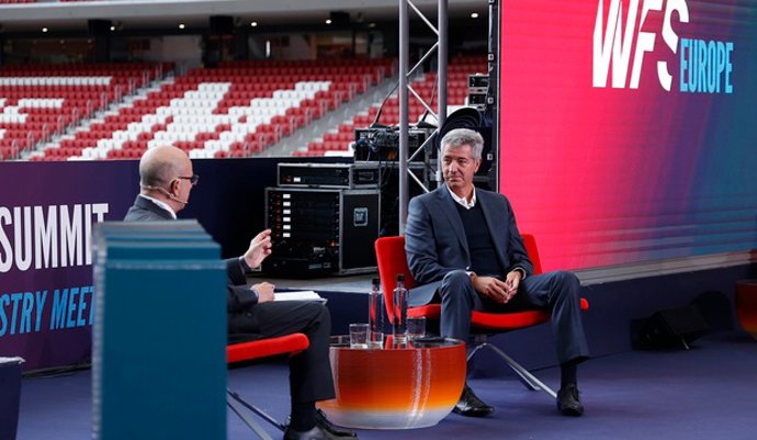 Archivo - Miguel Ángel Gil Marín durante su participación en el congreso World Football Summit 2021 en el Wanda Metropolitano