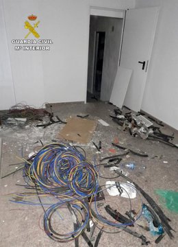 Lugar en el que los detenidos fueron sorprendidos robando cableado