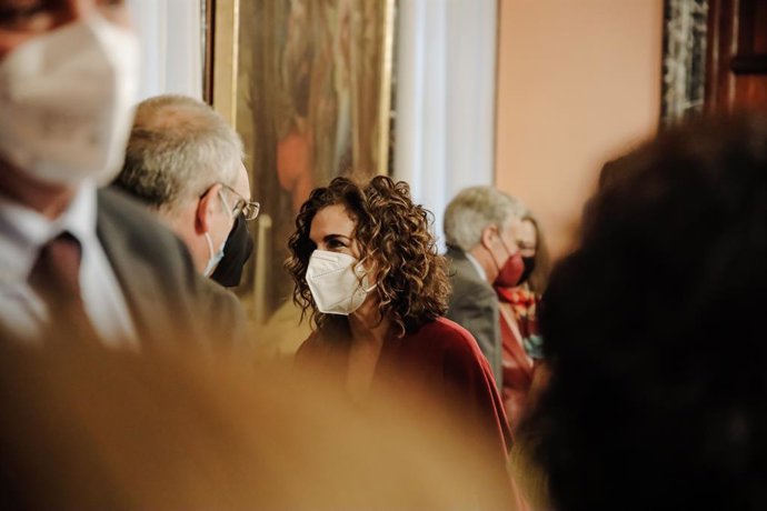 La ministra de Hacienda, María Jesús Montero, en el acto en el que ha recibido el Libro Blanco del comité de personas expertas para la reforma del sistema tributario, en el Ministerio de Hacienda, a 3 de marzo de 2022, en Madrid 