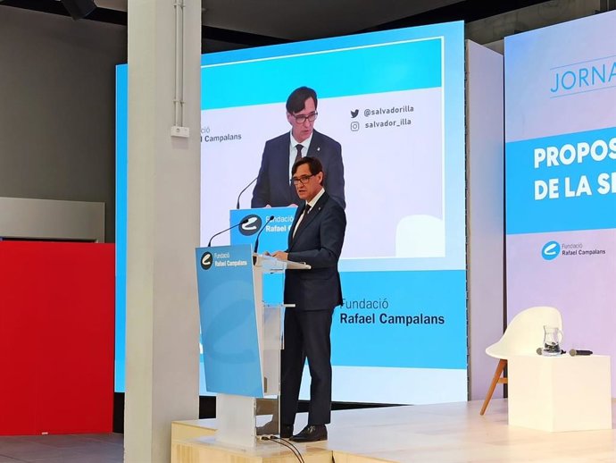 El primer secretario del PSC, Salvador Illa, en un acto sobre la sequía en Catalunya organizado por la Fundació Rafael Campalans, vinculada al PSC.