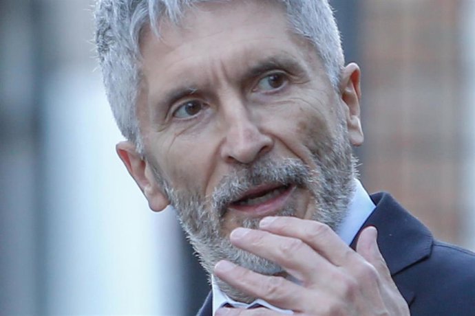 El ministro del Interior, Fernando Grande-Marlaska, interviene en la firma de un acuerdo en el Centro de Inserción Social Victoria Kent, a 1 de marzo de 2022, en Madrid (España). 