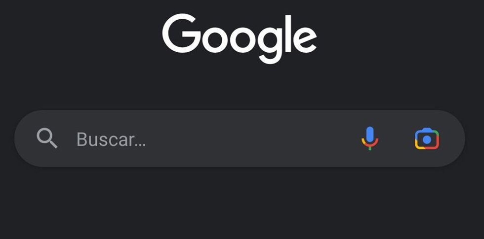 Captura de la app de Google en Android con el modo oscuro