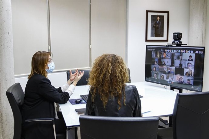 La vicepresidenta y consejera de Mujer, Igualdad, LGTBI, Familias y Política Social, Isabel Franco, se reúne por vía telemática con representantes de 38 municipios de la Región