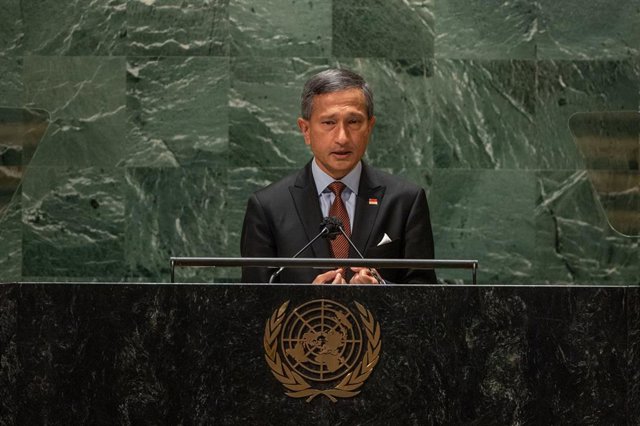 El ministro de Exteriores de Singapur, Vivian Balakrishnan, interviene en el debate general de la 76ª sesión de la Asamblea General de las Naciones Unidas