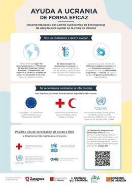 El Comité de Emergencias de Aragón lanza una campaña para mostrar los cauces más efectivos para ayudar a los ucranianos.