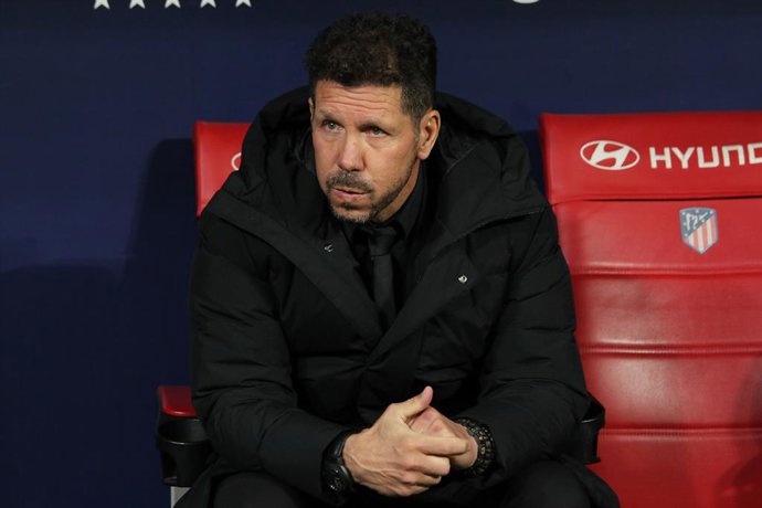 Diego Pablo Simeone, coach of Atletico de Madrid looks on during the Spanish League, La Liga Santander, football match played between Atletico de Madrid and Celta de Vigo at Wanda Metropolitano stadium on February 26, 2022, in Madrid, Spain.