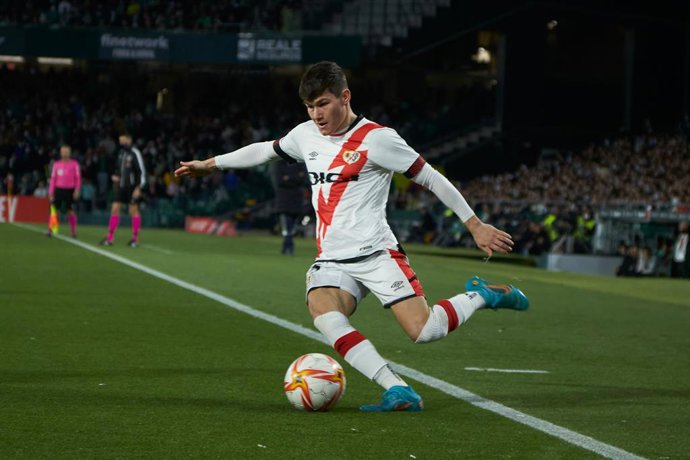 Fran Garcia of Rayo Vallecano in action during the Copa del Rey match between Real Betis and Rayo Vallecano at Benito Villamarin stadium on March 3, 2022, in Sevilla, Spain.