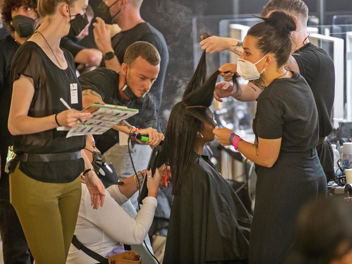 Backstage of the Jil Sander fashion show for Milan Fashion Week Women's Spring Summer 2022 Collection.