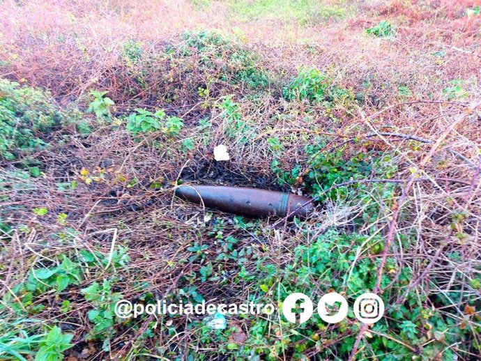 Obús de la Guarcia Civil encontrado en Allendelagua
