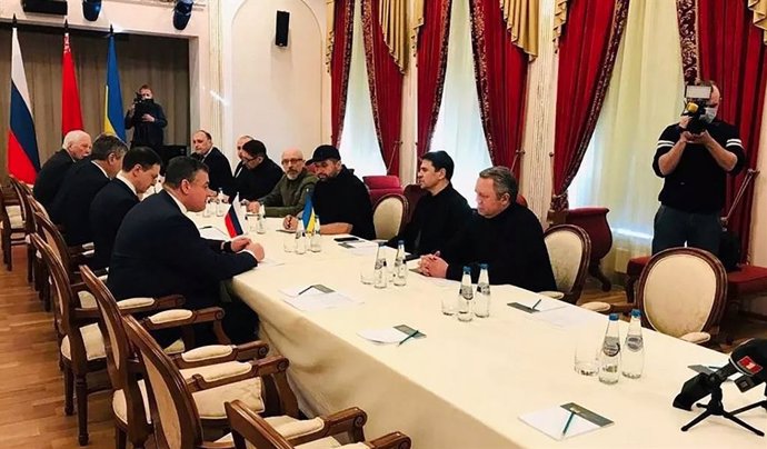 Delegacions d'Ucrana i Rússia en Gomel, a Bielorússia, el 28 de febrer de 2022