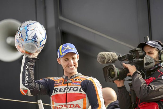 Archivo - Pol Espargaró celebrando su podio en el GP Emilia-Romaña del Mundial de 2021