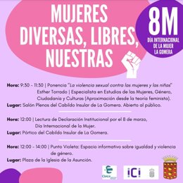 Cartel de la programación del Cabildo de La Gomera por el 8M