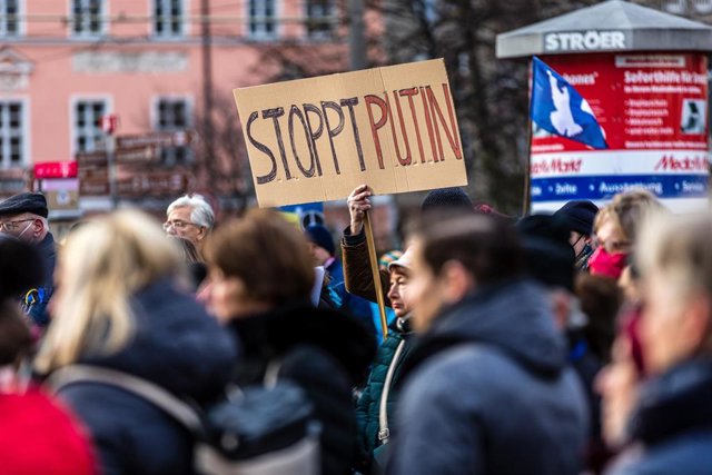 Protesta contra la invasión de Ucrania en Cottbus, Alemania