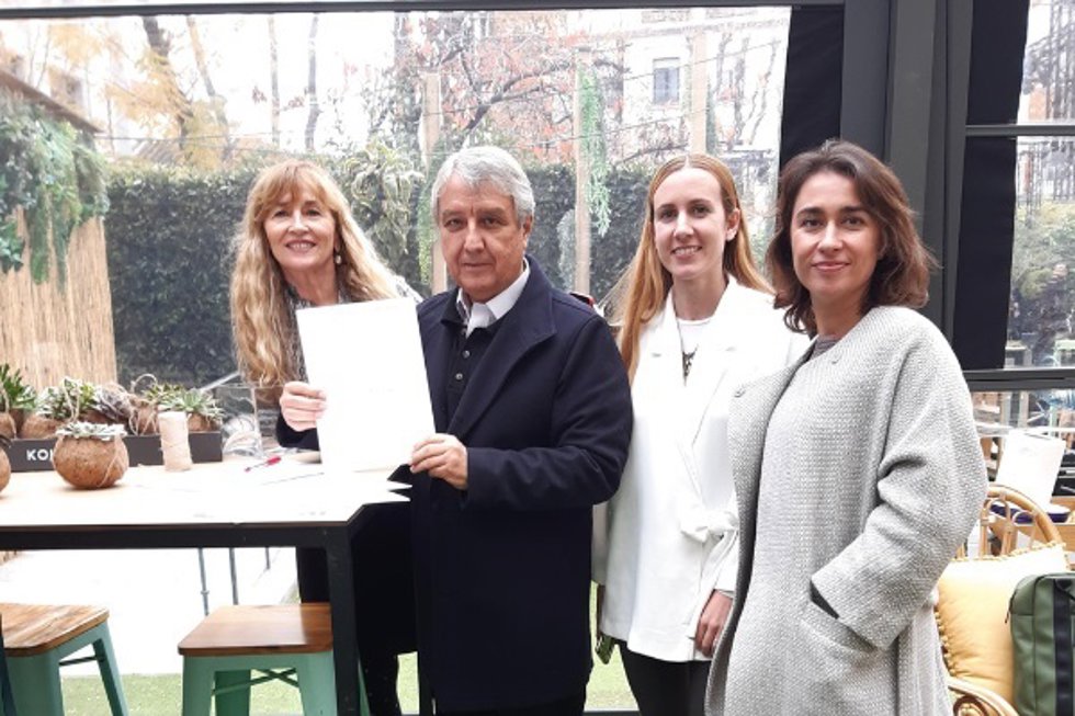 Mariana Soto, gerente de CENEM; Marcelo Meneghello, presidente de CENEM; Sonia Fernández, directora de la Unidad de Proyectos de amec, y Beatriz Fernández, delegada de Hispack en Madrid.