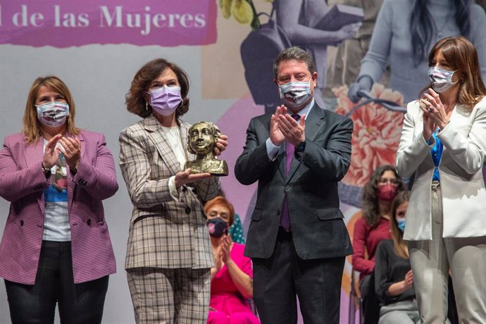 El presidente de C-LM, Emiliano García-Page,en el acto institucional con motivo del Día Internacional de las Mujeres