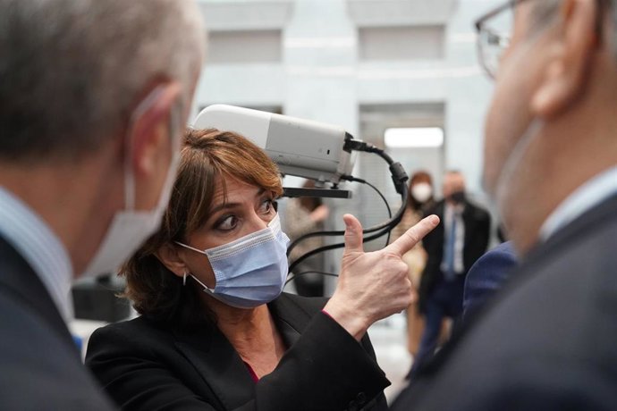 La fiscal General del Estado, Dolores Delgado, en el acto conmemorativo del 40 Aniversario de aprobación del Estatuto Orgánico del Ministerio Fiscal, en el Atrio del Palacio de Justicia, a 7 de marzo de 2022, en Bilbao, País Vasco (España).