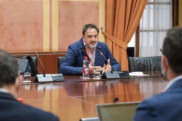 El vicesecretario general de Desarrollo Rural, Agua y Acción Sindical de UPA Andalucía, Roque García, en el Parlamento andaluz.