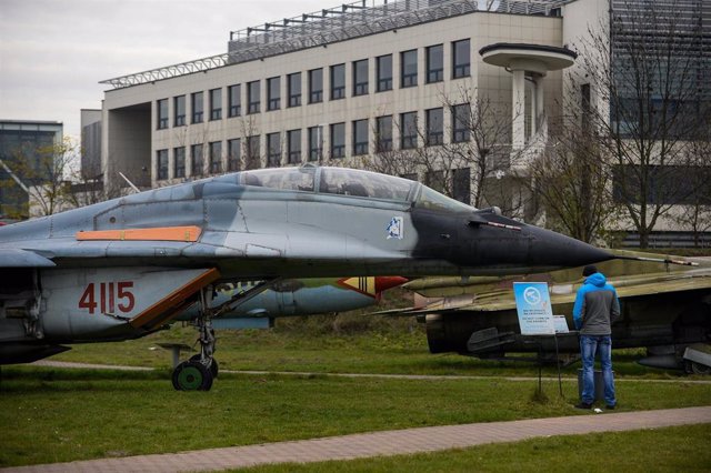 Un avión de combate Mikojan MIG-29GT de Polonia en Cracovia