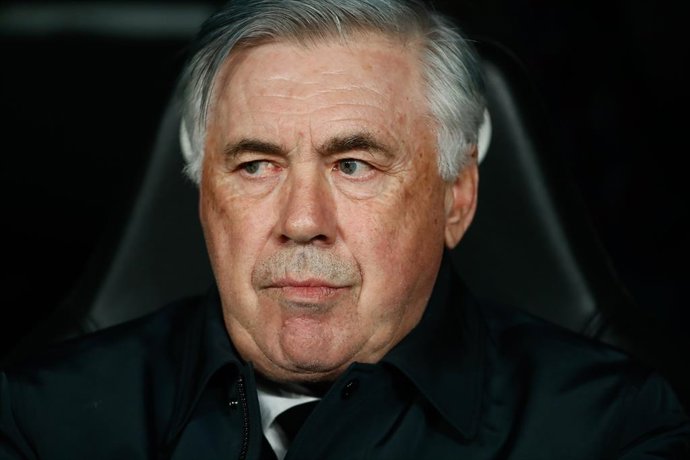 Carlo Ancelotti, coach of Real Madrid, looks on during the spanish league, La Liga Santander, football match played between Real Madrid and Real Sociedad at Santiago Bernabeu stadium on March 05, 2022, in Madrid, Spain.