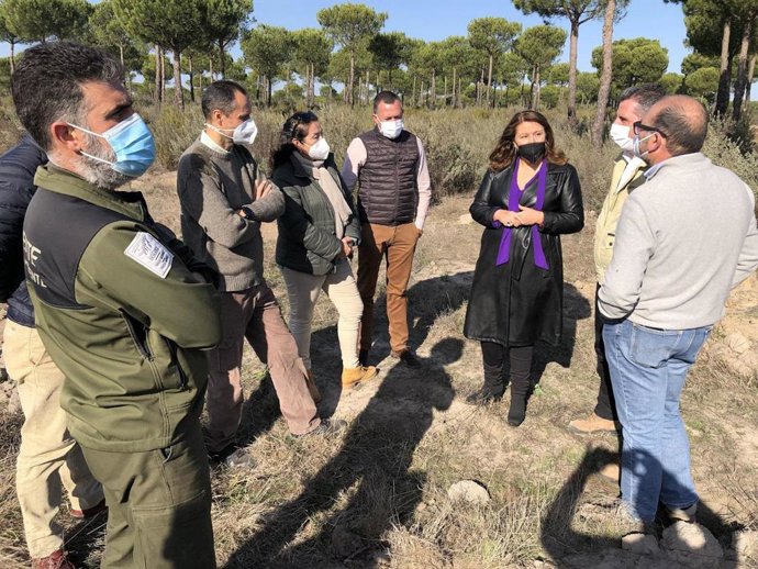 Archivo - La consejera de Agricultura, Carmen Crespo, en una imagen de diciembre de 2021, de visita a una de las zonas afectadas por el incendio de Las Peñuelas en 2017.