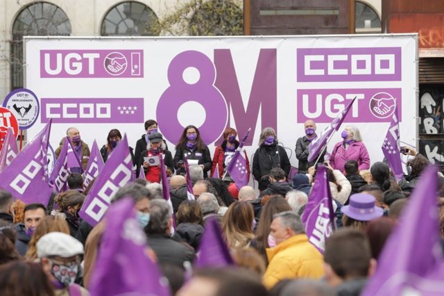 Acto del Día Internacional de la Mujer 2022 organizado por CCOO y UGT en Madrid