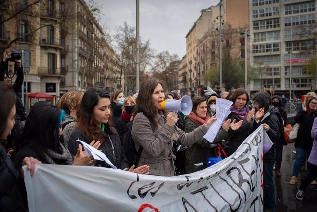 Concentración de comunicadoras en el 8M en Barcelona