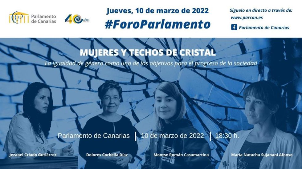Cartel de una nueva edición de Foro Parlamento, bajo el título 'Mujeres y techos de cristal'