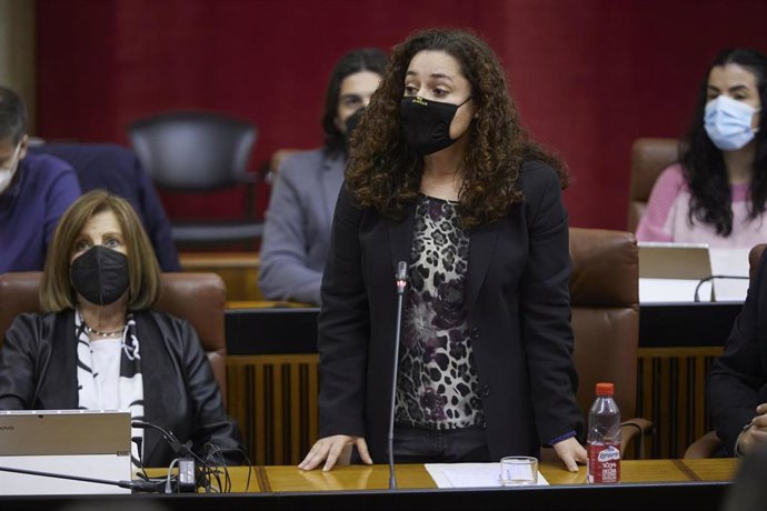 La portavoz del Grupo Parlamentario Unidas Podemos, Inmaculada Nieto, en una foto de archivo en el Pleno del Parlamento andaluz.