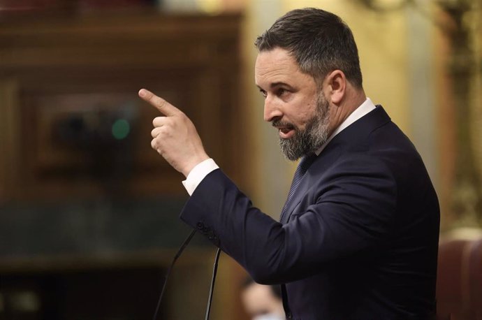 El líder de Vox, Santiago Abascal, interviene en una sesión plenaria, en el Congreso de los Diputados